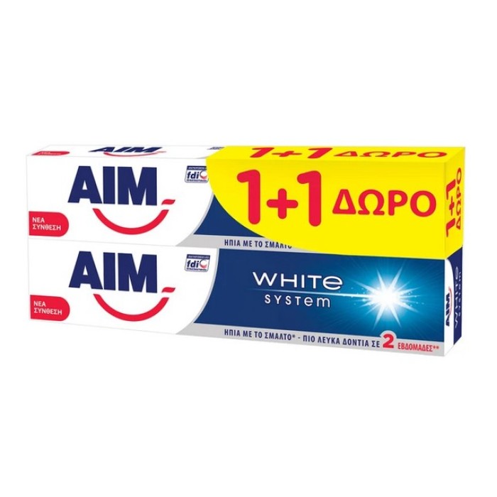 AIM White System - Οδοντόκρεμα - 2x75ml